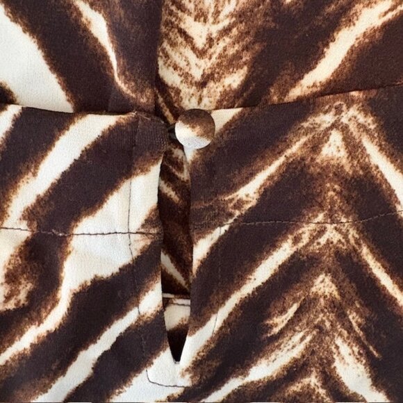 Calvin Klein's Women's XL Brown & Cream Zebra Stripe Short Sleeve Top - Picture 3 of 5